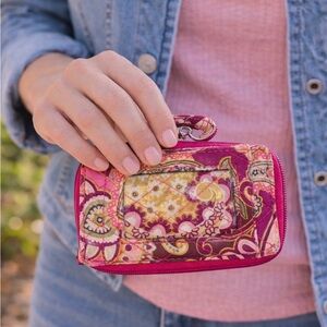 Vera Bradley Pink Floral Paisley Quilted Zip Wallet